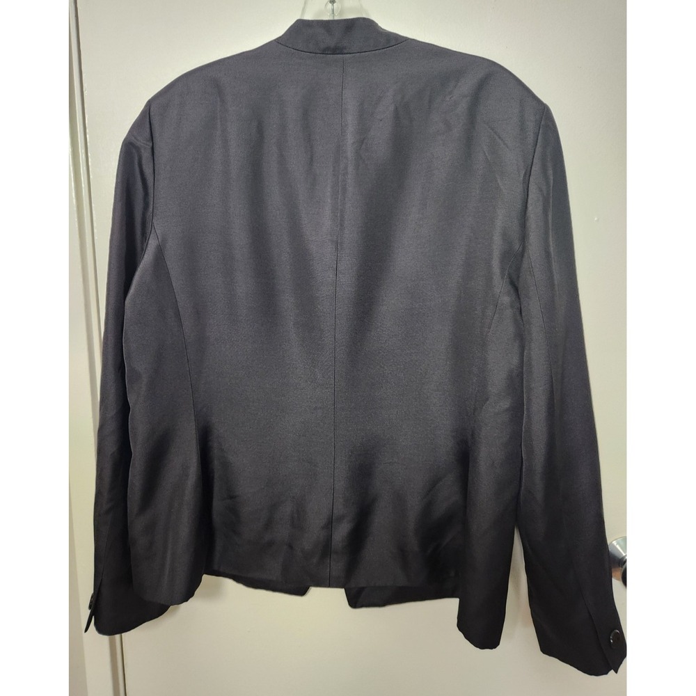 Dana‎ Buchman Silk Wool Blazer Jacket Black Single Breasted One Button Lined Lrg - Picture 6 of 13
